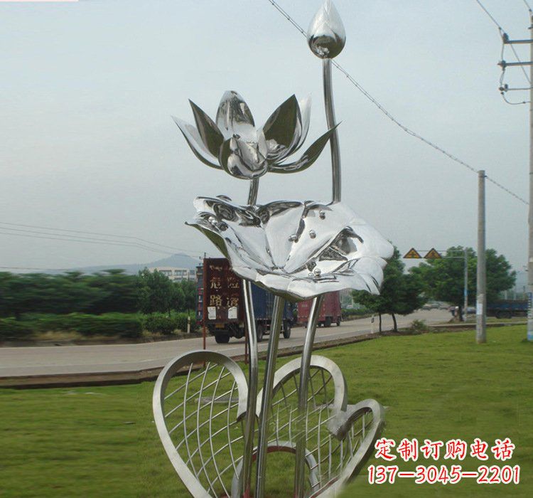运城不锈钢公园荷花荷叶雕塑