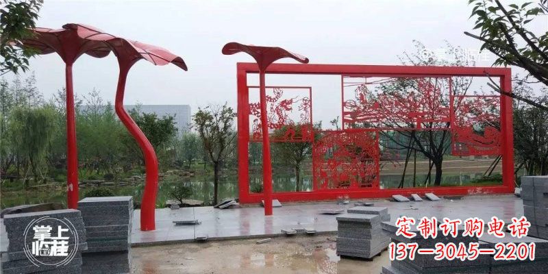 运城不锈钢公园剪纸龙凤雕塑