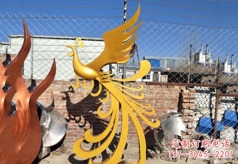 运城不锈钢公园金色凤凰雕塑