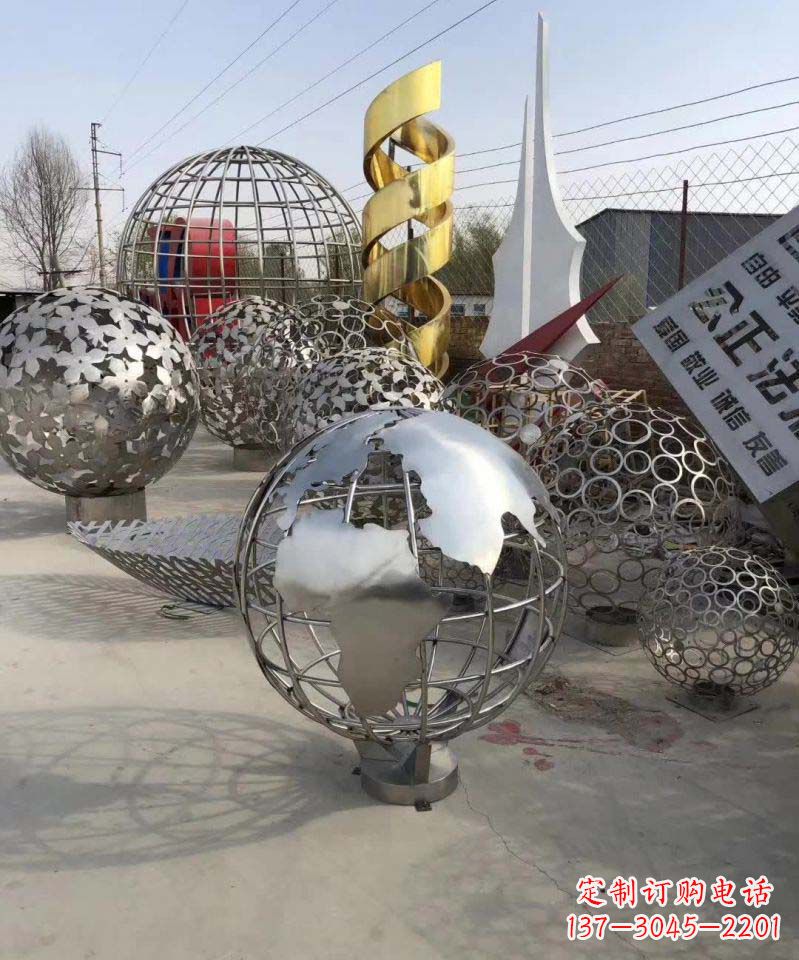 运城不锈钢公园景观地球雕塑