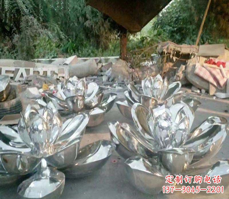 运城不锈钢公园镜面荷花雕塑