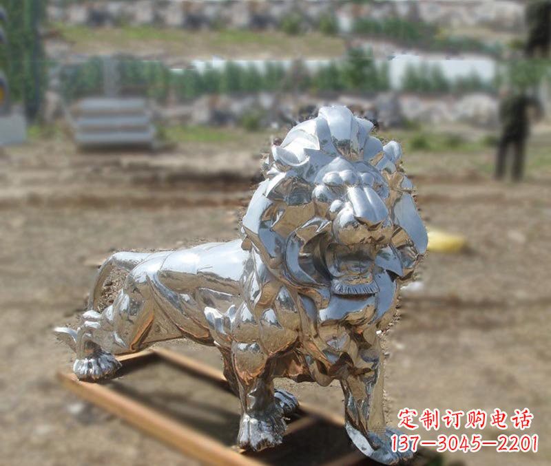 运城不锈钢公园镜面狮子雕塑