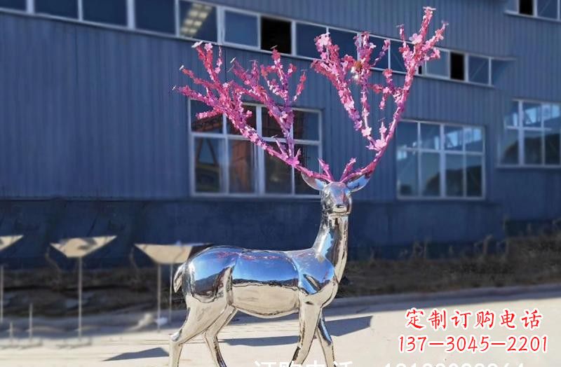 运城不锈钢公园镜面树枝梅花鹿