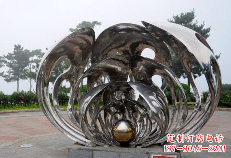 运城不锈钢公园镜面珍珠贝壳雕塑