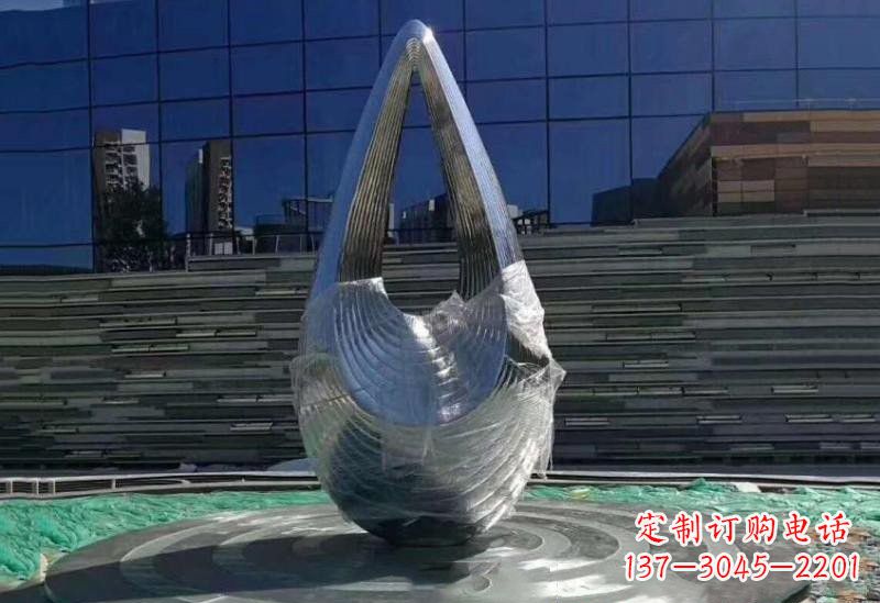 运城不锈钢公园空心水滴雕塑