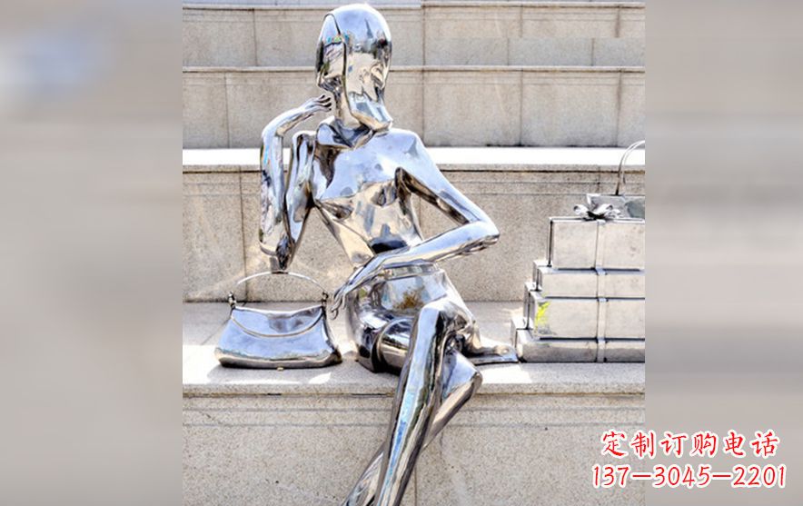 运城不锈钢购物美女人物雕塑