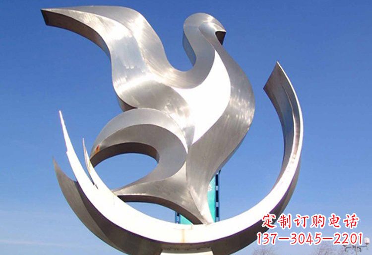 运城不锈钢广场抽象鸽子雕塑