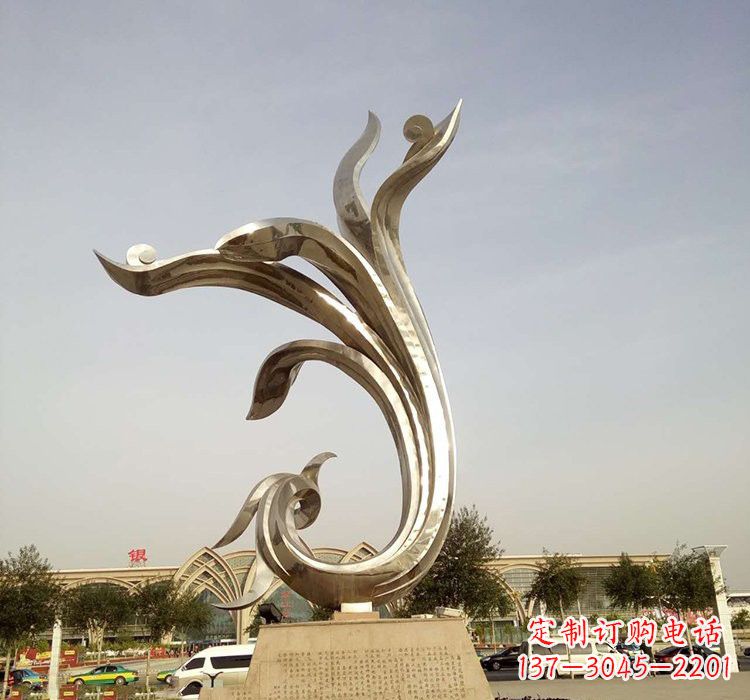 运城不锈钢广场抽象凤凰雕塑