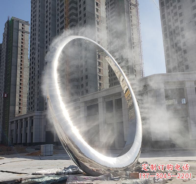 运城不锈钢广场大型圆环雕塑