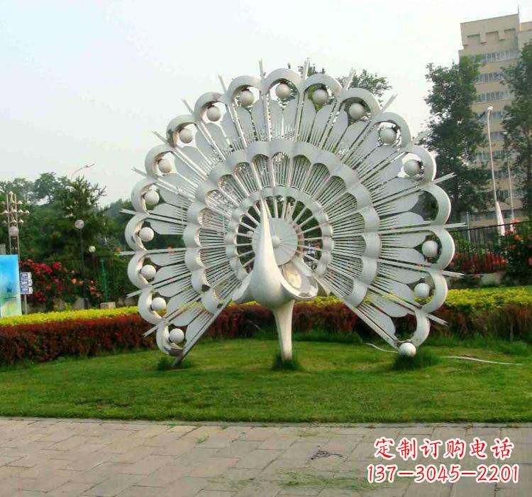 运城不锈钢广场动物孔雀雕塑