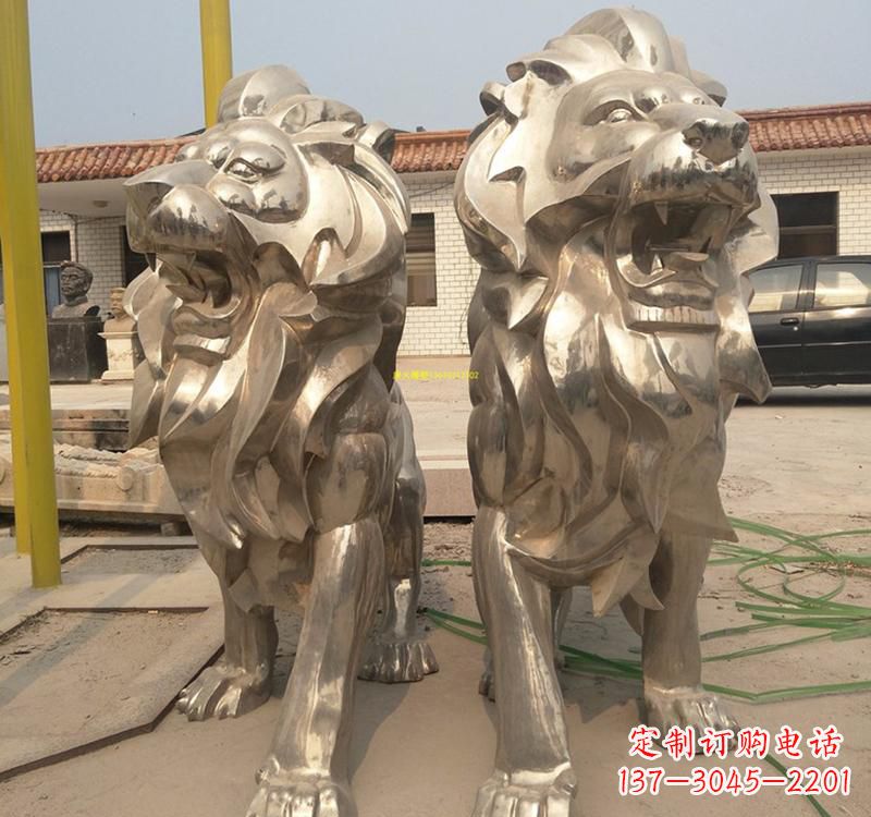 运城不锈钢广场动物狮子雕塑