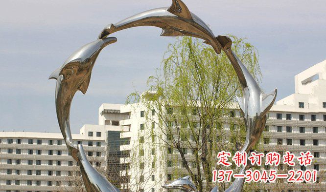 运城不锈钢广场海豚雕塑