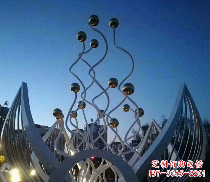 运城不锈钢广场荷花雕塑