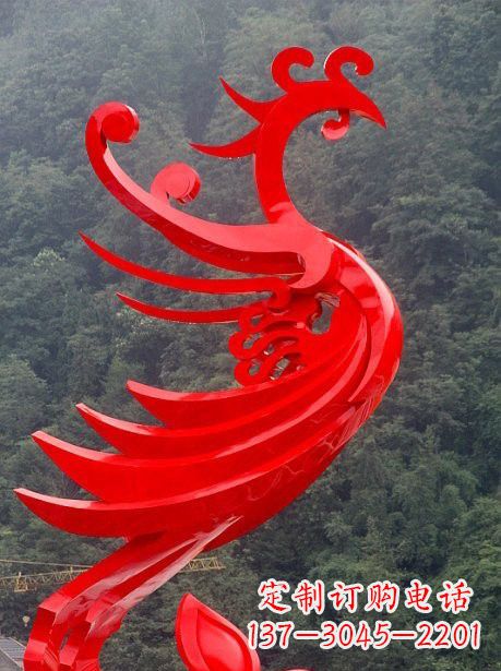 运城不锈钢广场红色凤凰雕塑