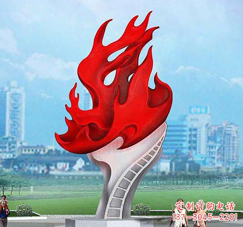 运城不锈钢广场火炬雕塑