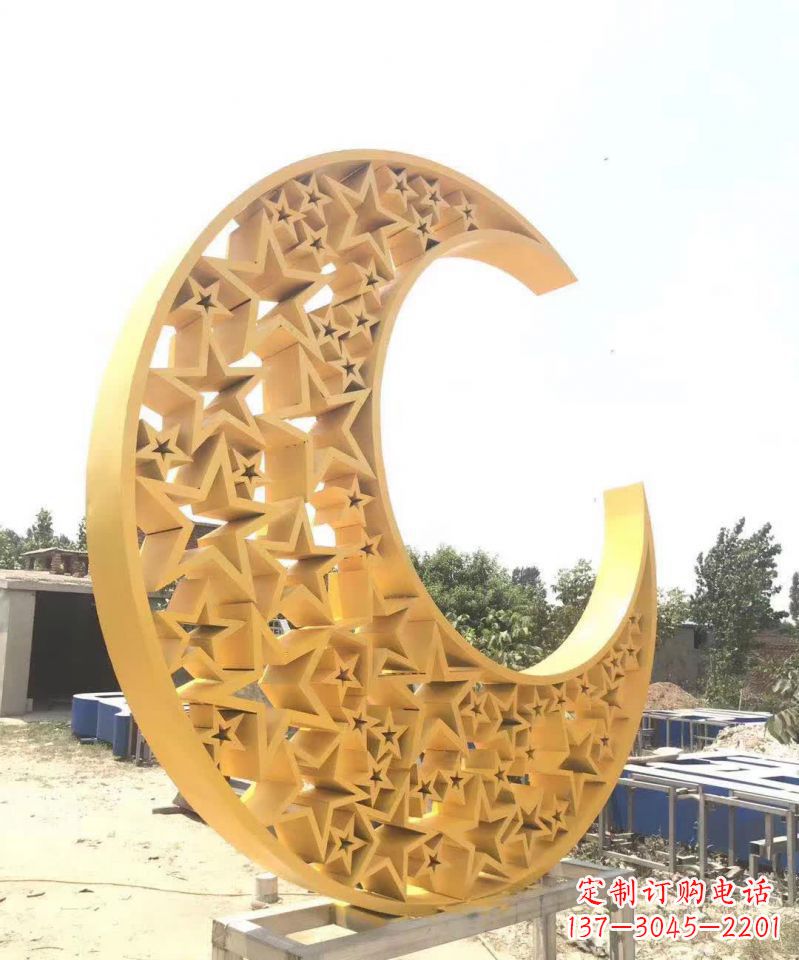 运城不锈钢广场景观五星月亮雕塑1