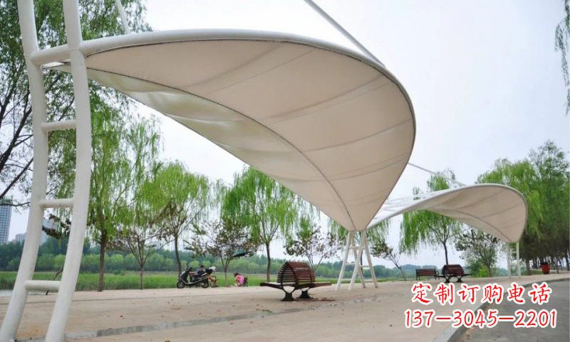 运城不锈钢广场树叶形遮阳棚雕塑