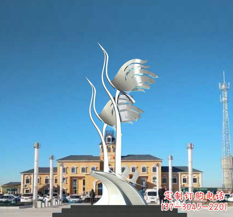 运城不锈钢广场仙鹤雕塑