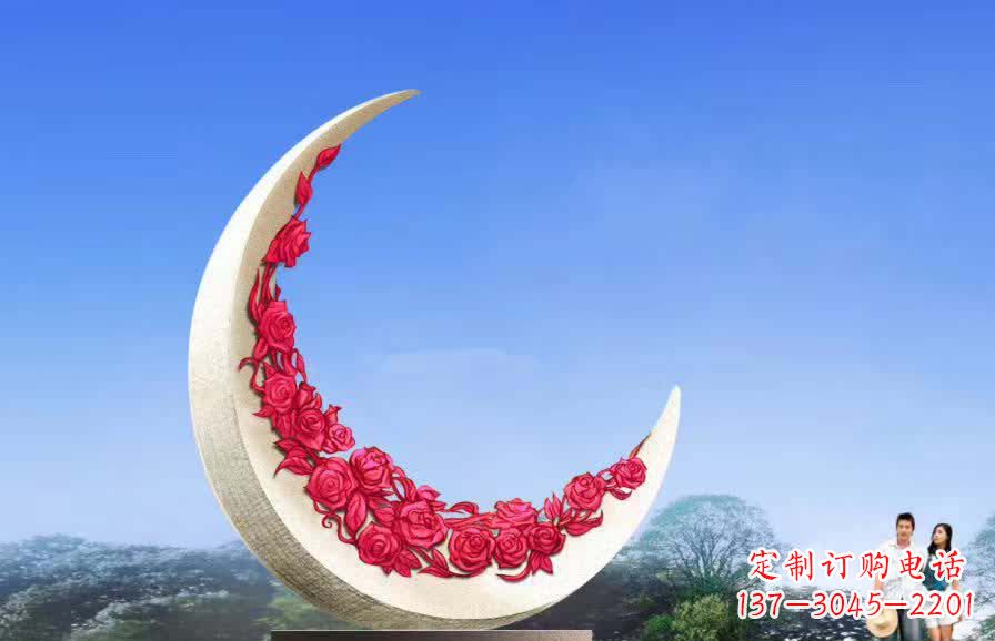 运城不锈钢广场月亮雕塑1