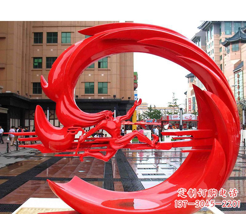 运城不锈钢广场运动抽象圆环雕塑