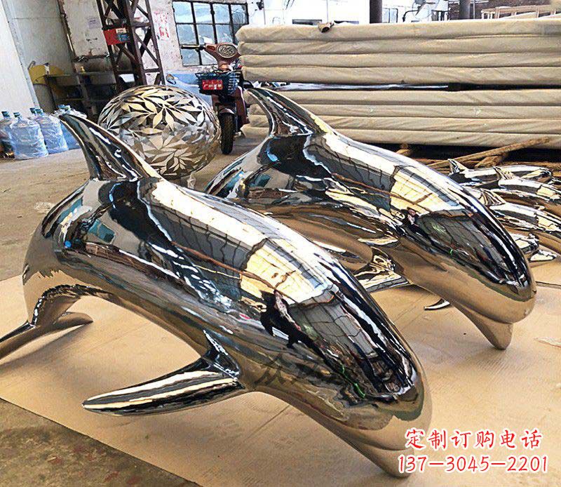 运城不锈钢海豚雕塑1