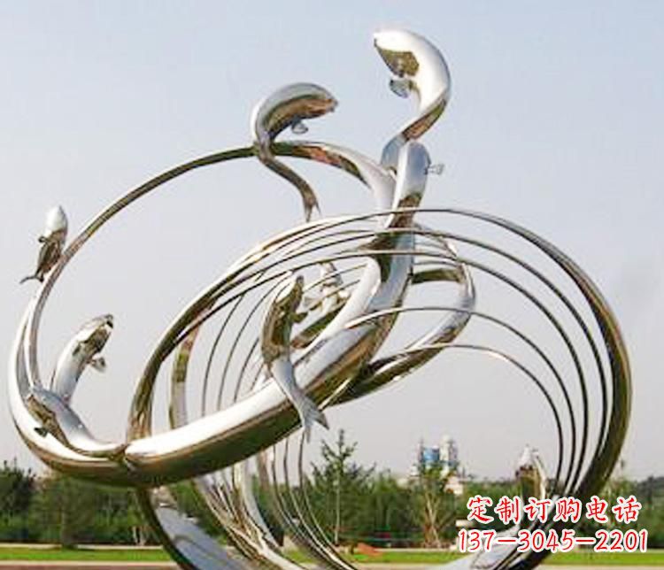 运城不锈钢海豚雕塑美丽而又神秘
