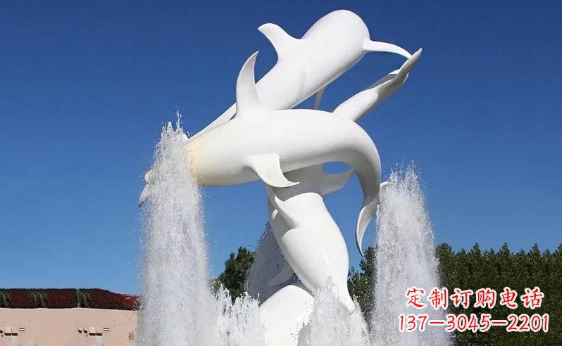 运城不锈钢海豚喷泉雕塑 (3)