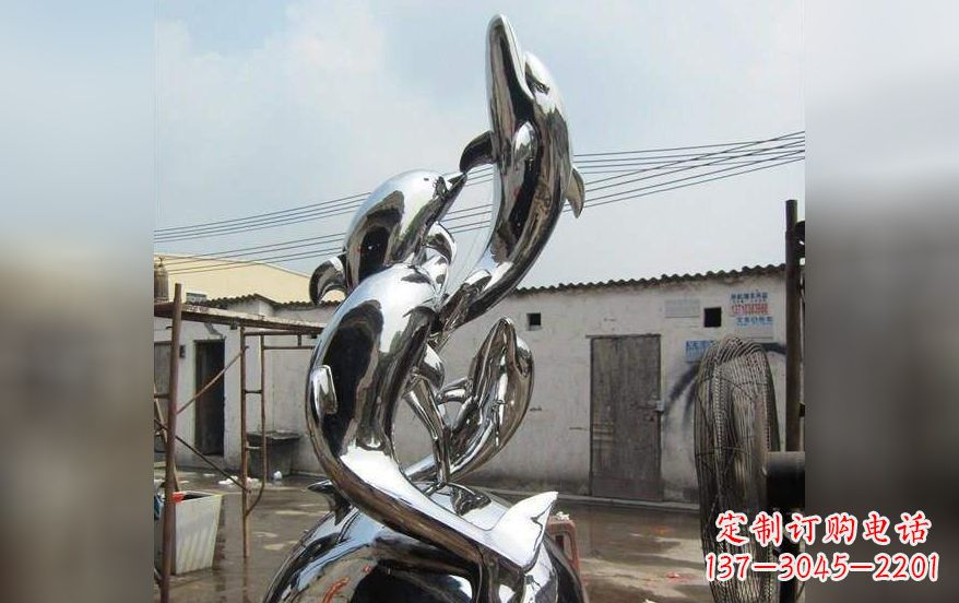 运城不锈钢海豚嬉戏雕塑