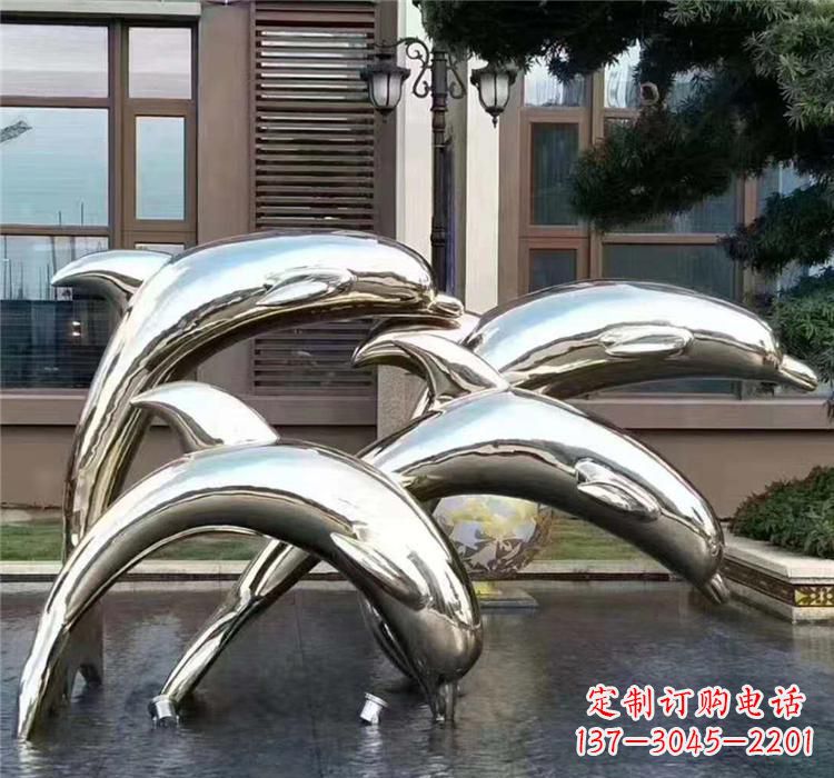 运城不锈钢海洋动物海豚雕塑