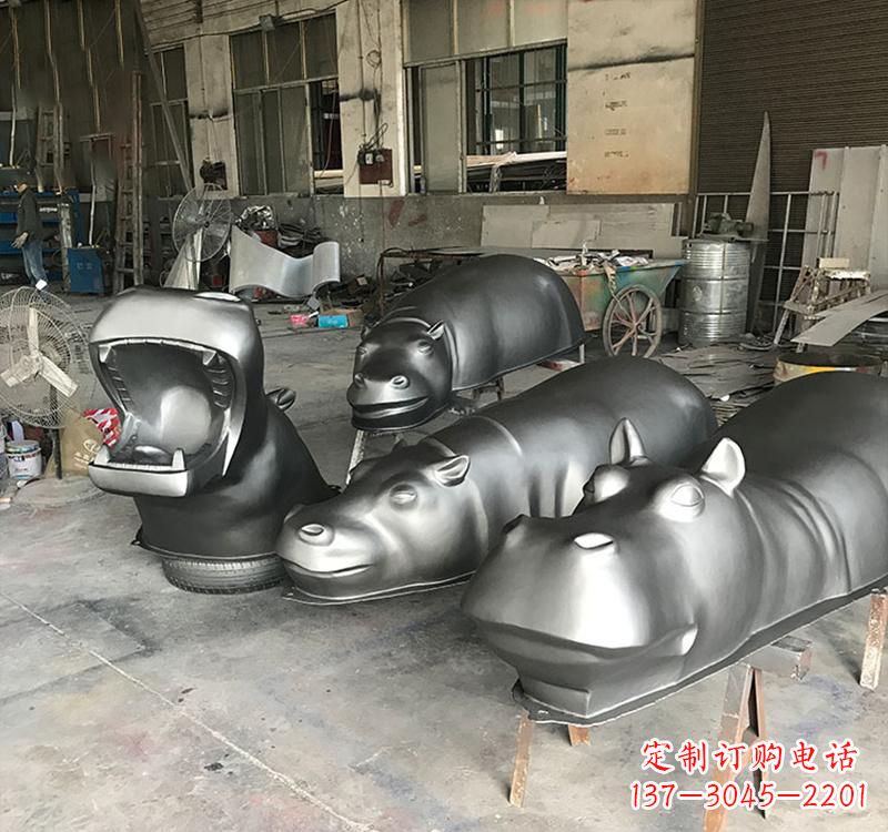 运城不锈钢河马雕塑22