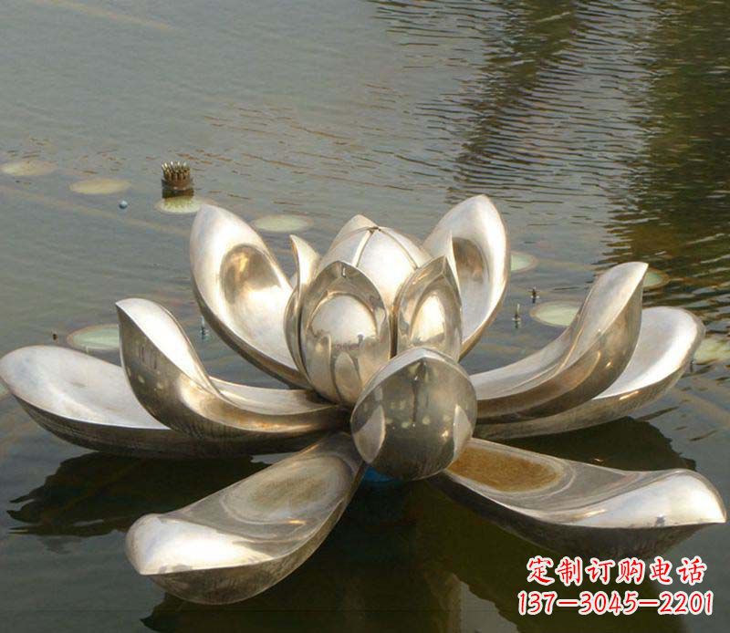运城不锈钢荷花景观雕塑 (2)