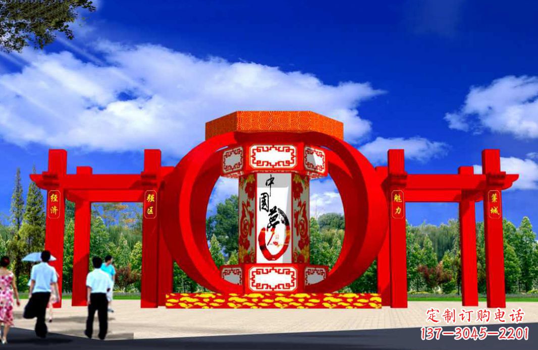 运城不锈钢红灯笼城市景观雕塑