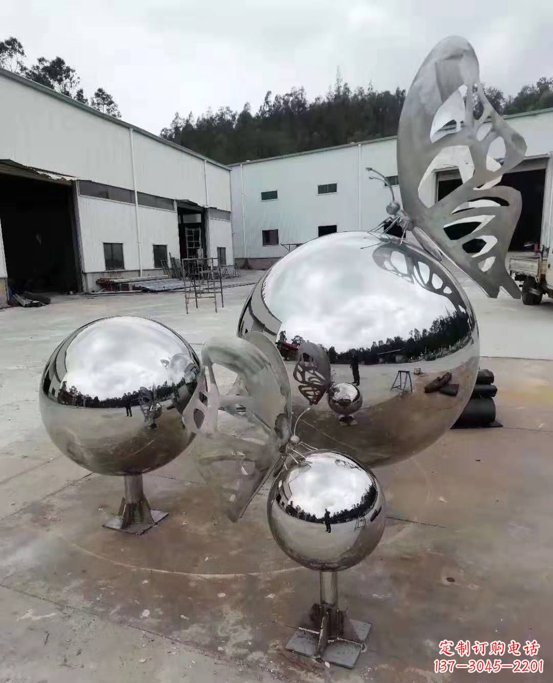 运城不锈钢蝴蝶雕塑户外摆件广场动物雕塑