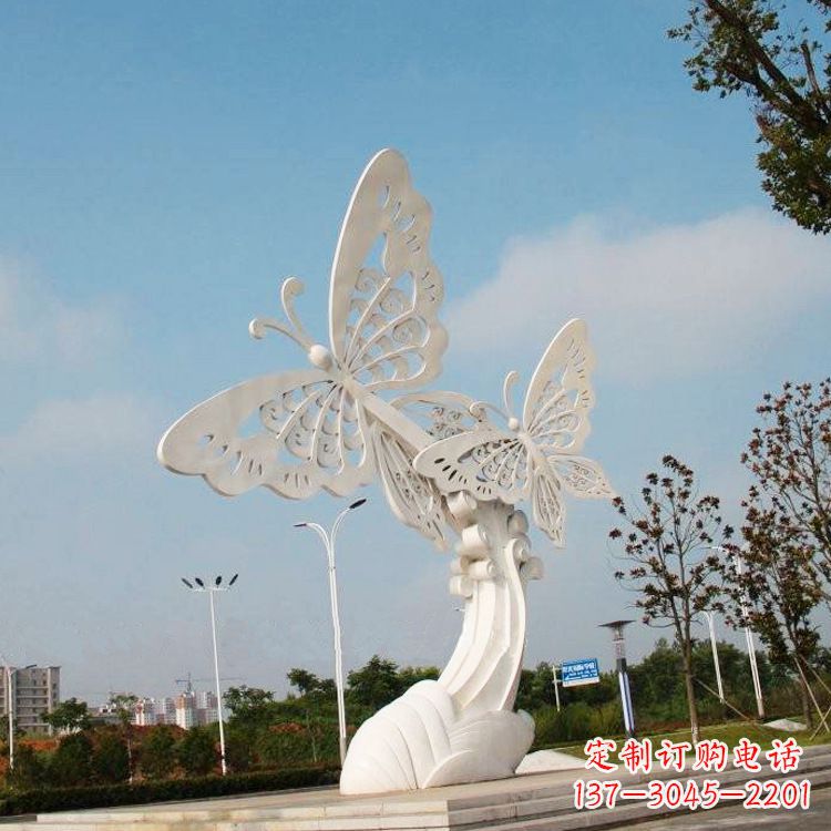 运城不锈钢蝴蝶景观雕塑,公园园林广场动物景观标识