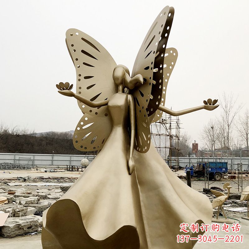 运城不锈钢蝴蝶少女雕塑