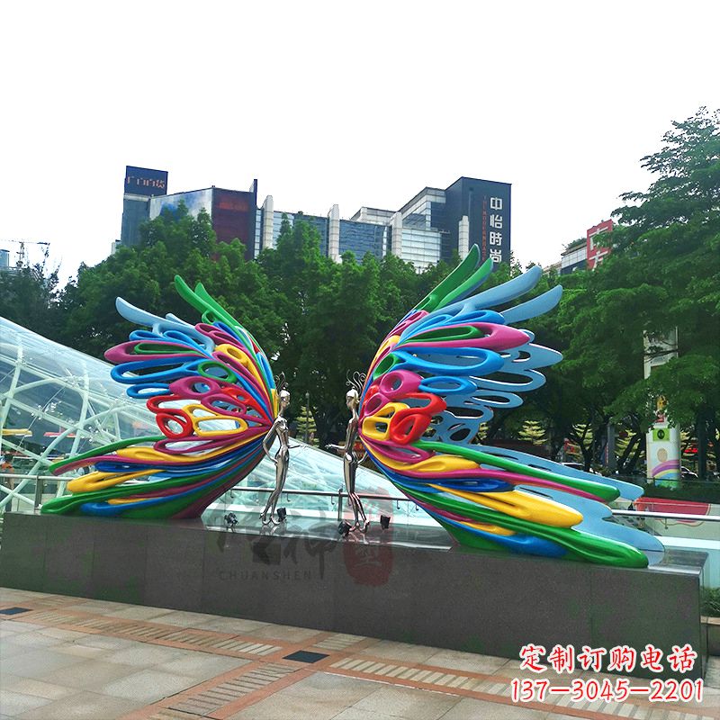运城不锈钢蝴蝶仙子城市广场步道装饰雕塑