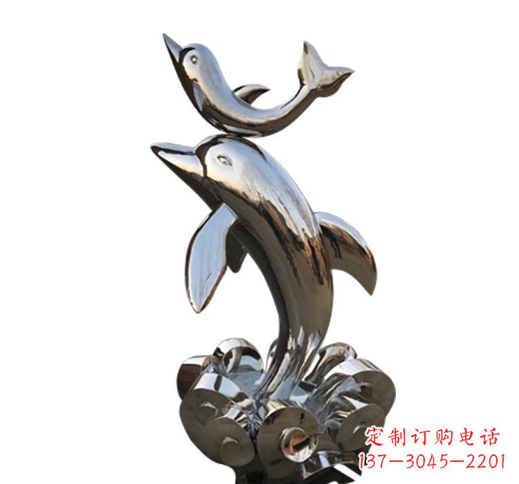 运城不锈钢户外动物海豚雕塑