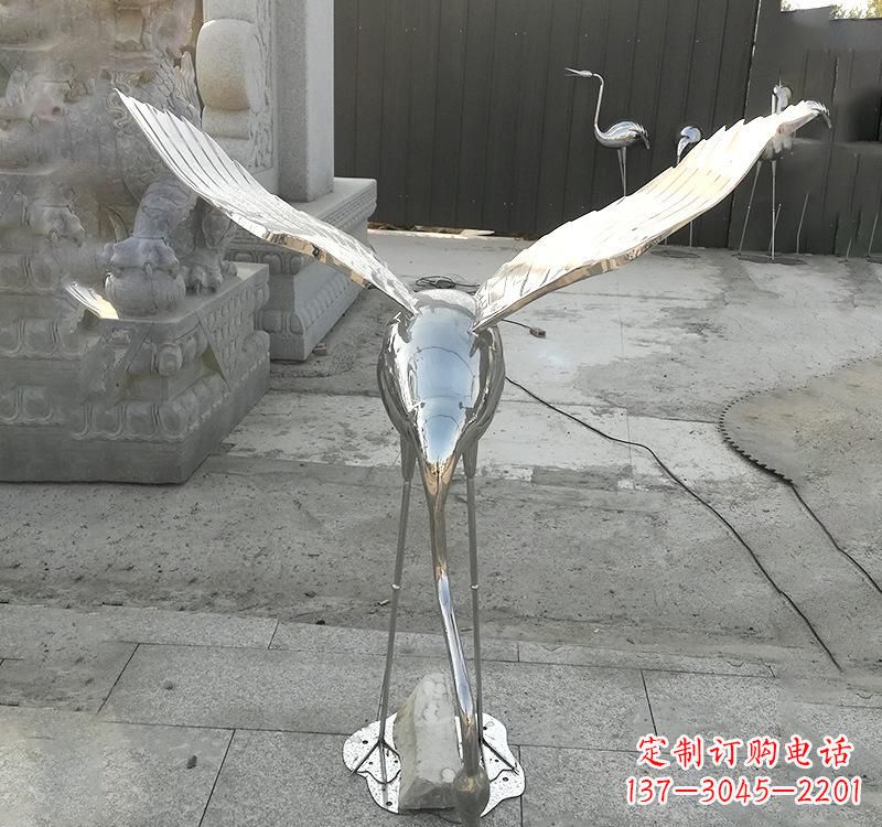 运城不锈钢户外动物仙鹤雕塑