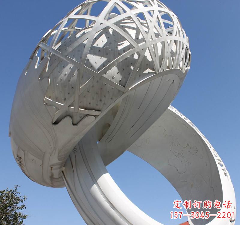 运城不锈钢户外婚庆戒指雕塑