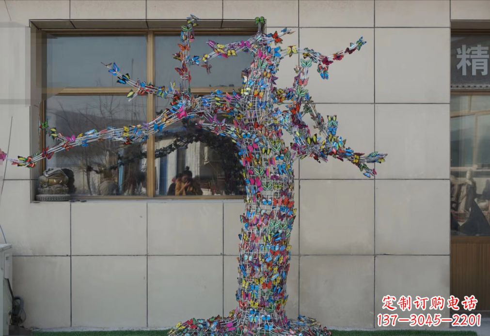 运城不锈钢花蝴蝶树雕塑户外摆件