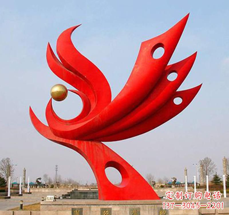 运城不锈钢火凤凰动物雕塑