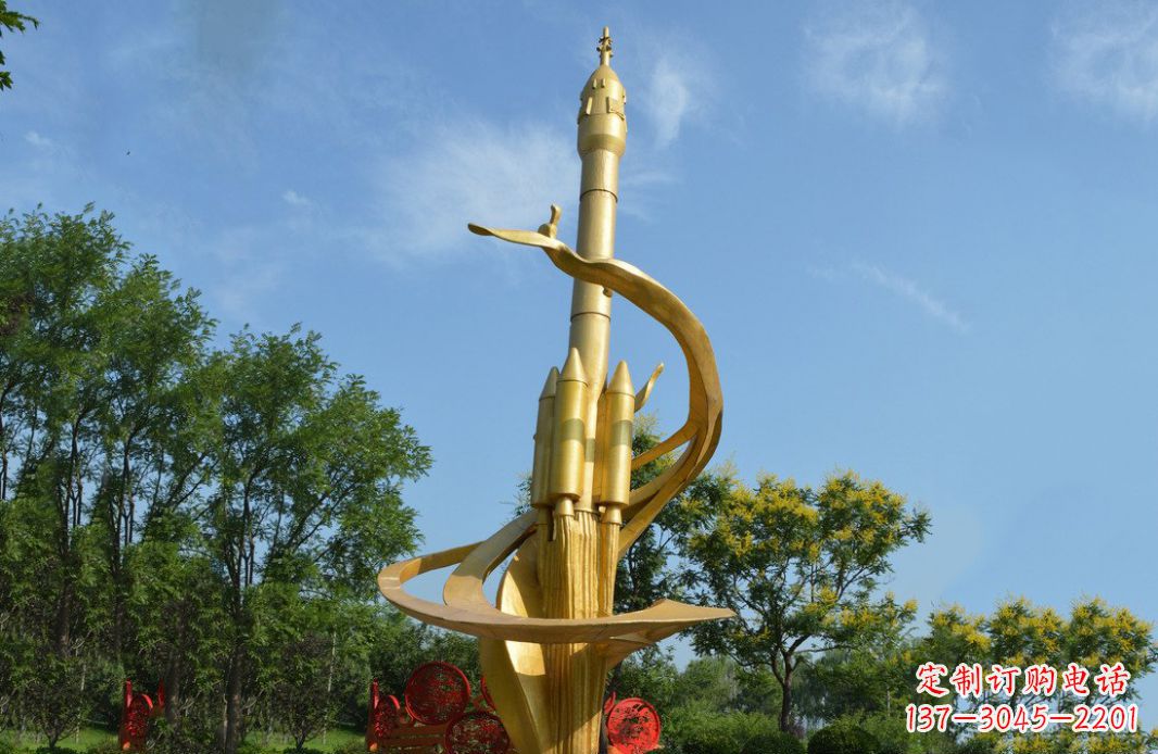 运城不锈钢火箭广场景观雕塑