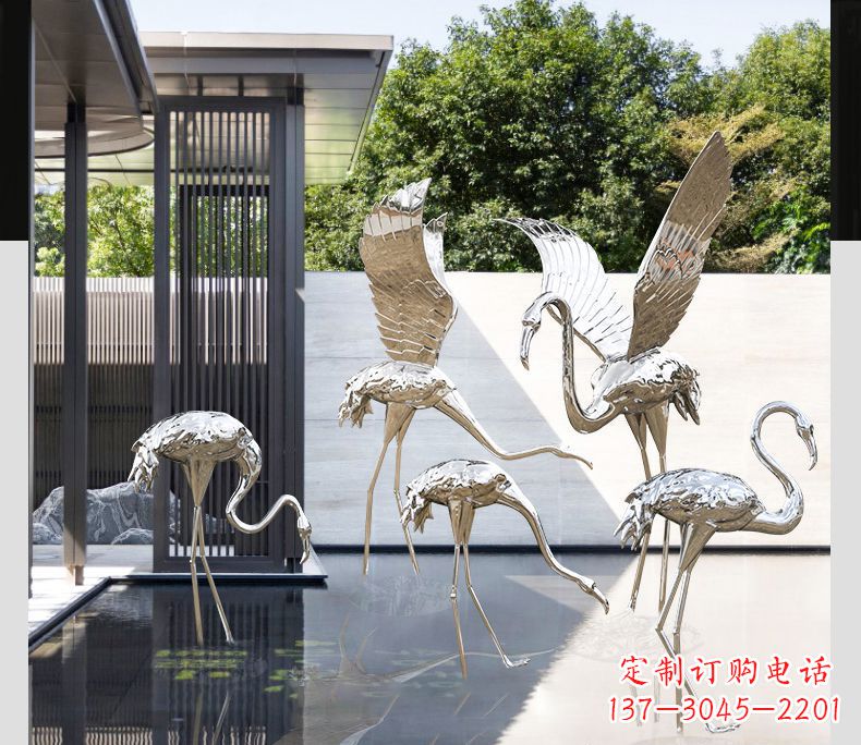 运城不锈钢火烈鸟展翅雕塑