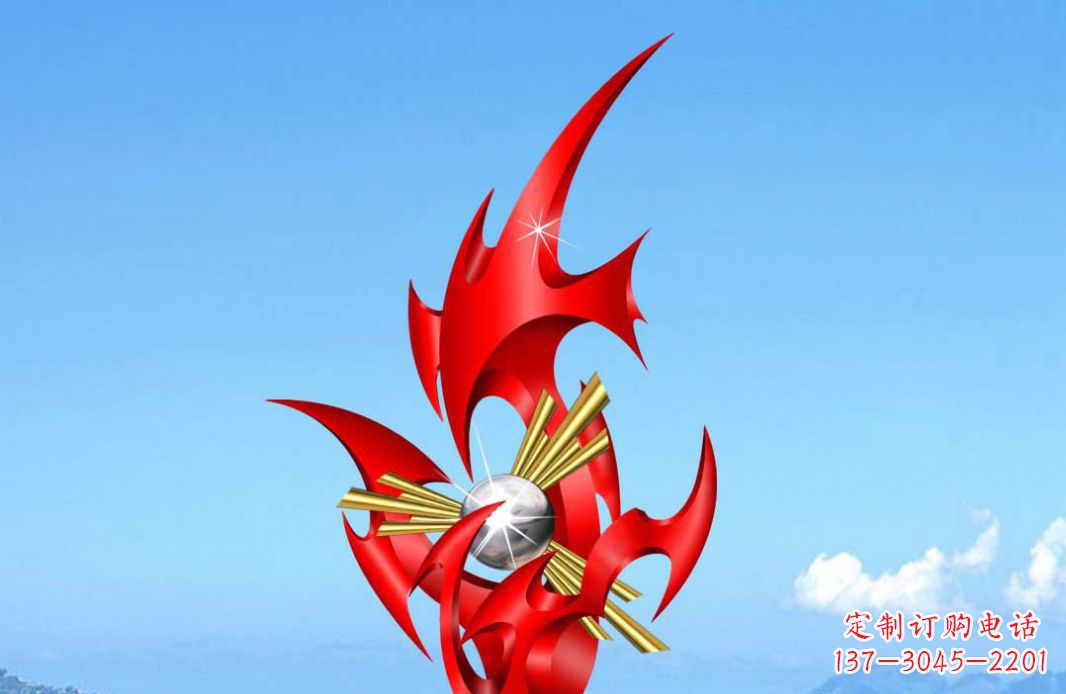 运城不锈钢火苗抽象景观雕塑