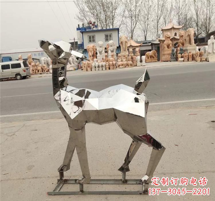 运城不锈钢几何小鹿雕塑精美艺术品