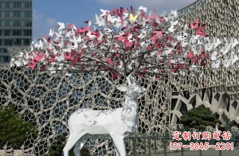 运城不锈钢几何小鹿雕塑精致之美