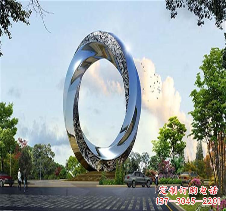 运城不锈钢圆环雕塑美丽的空间装饰