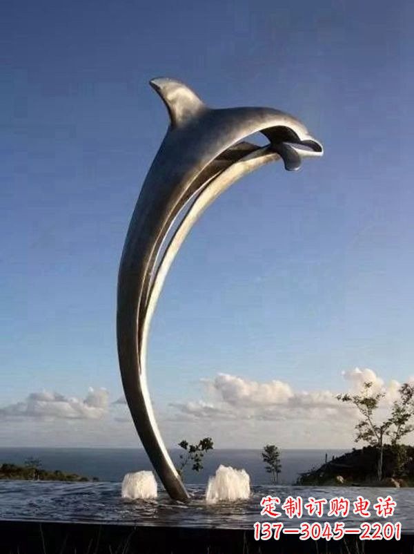 运城不锈钢景区大型抽象海豚雕塑