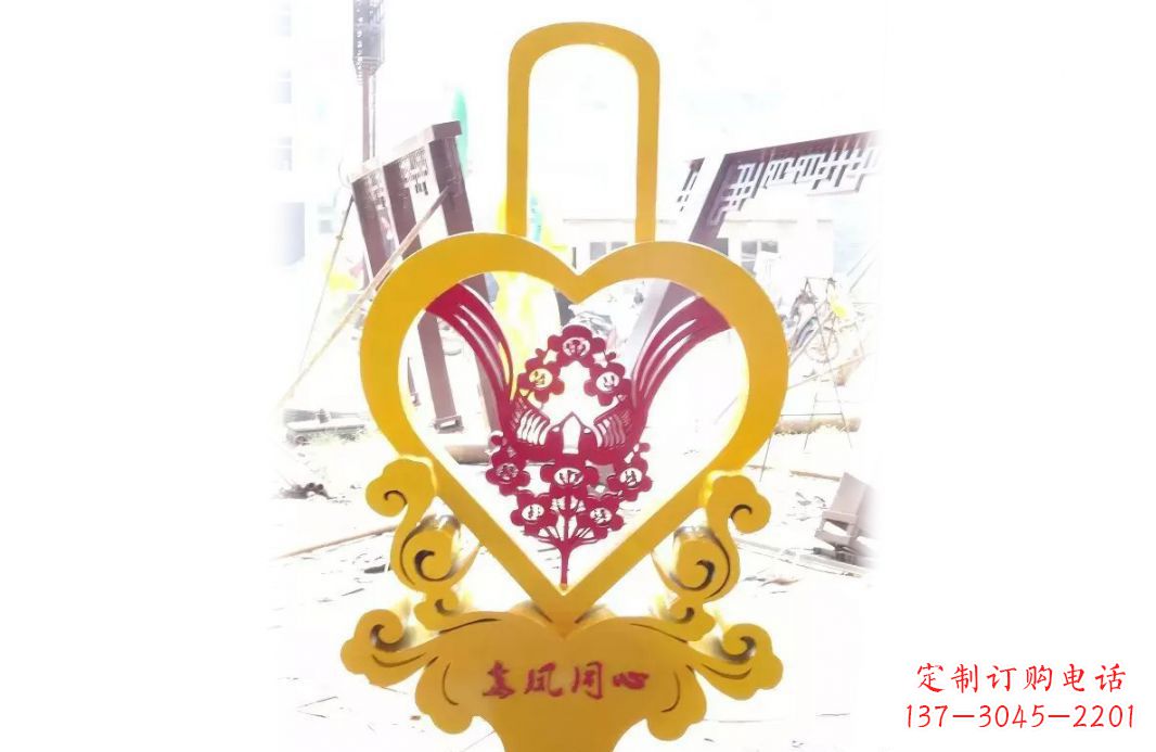 运城不锈钢龙凤同心景观雕塑