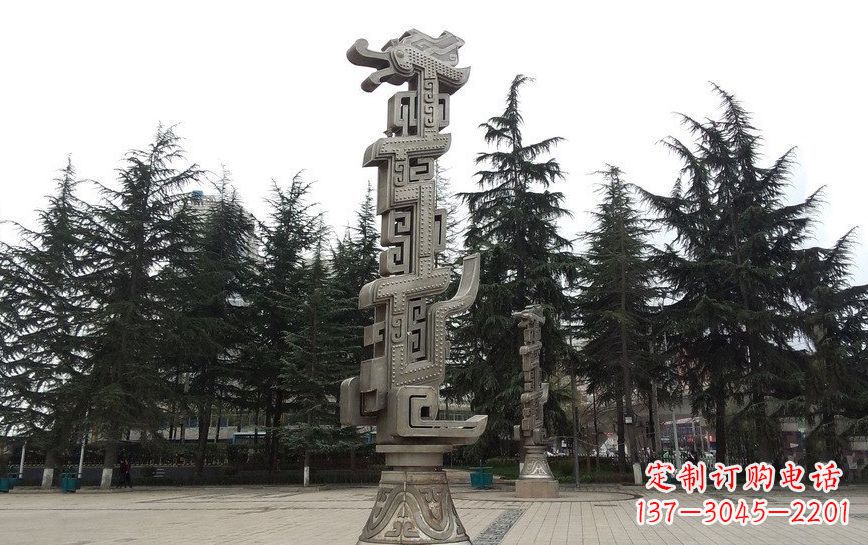 运城不锈钢龙柱广场景观雕塑